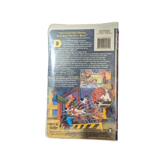 Walt Disney Masterpiece Oliver & Company VHS Seale READ NOS - Picture 2 of 8